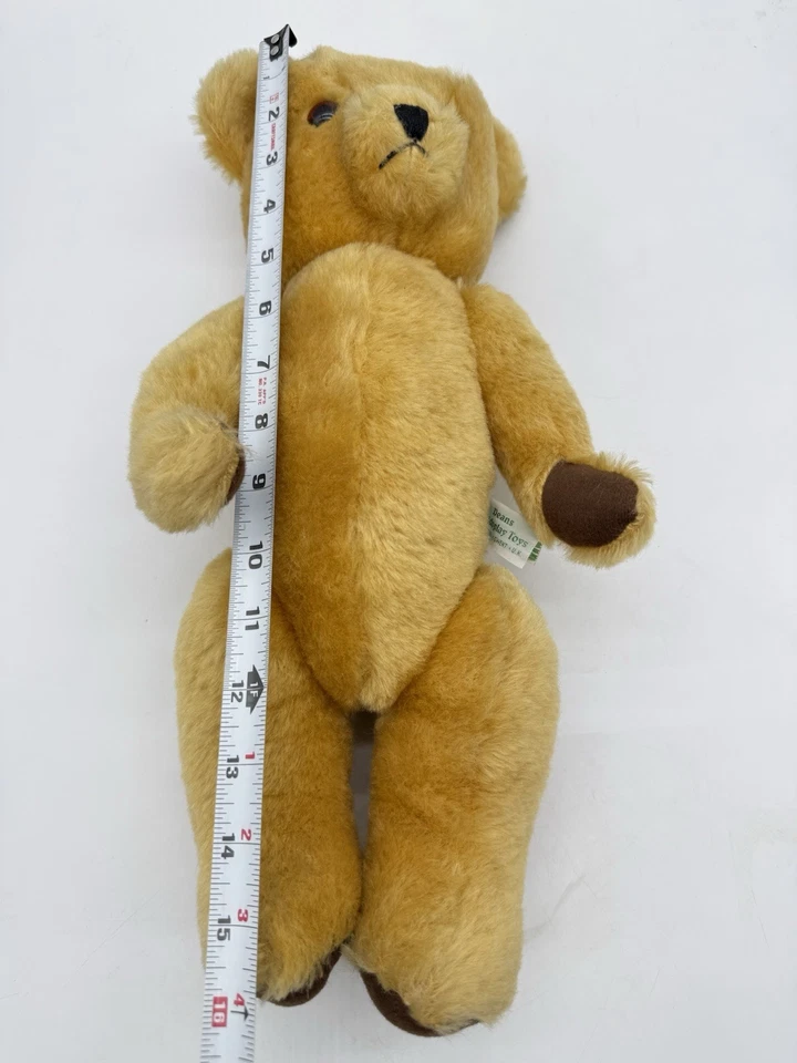 Oso de peluche articulado de lana británica vintage de los 80 Deans Childsplay Toys rubio tostado 16" Foto 2 de 4