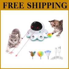 Interactive Cat Laser Toy with Feathers, USB Rechargeable