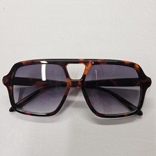 Tortoise Shell Oversized Aviator Sunglasses Flat Top UV400 Protection Retro 70s