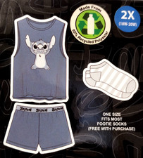 New STITCH 3 pc Sleep Pajama Set Plus Sz 2X Blue 18W-20W Top Shorts Socks