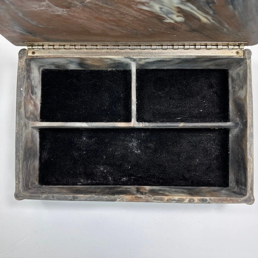 Vintage Incolay Stone Jewelry Box Hunting Dog Scene Pointer  - Image 2 of 4