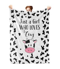 Cow Gifts for Blankets, Just A Girl Who Loves Cows Blanket, Soft Warm Flannel...