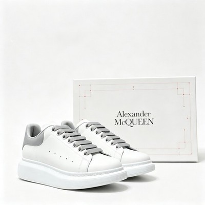 Alexander McQueen Oversized Sneaker White Grey Heel Laces Unisex Platform Casual