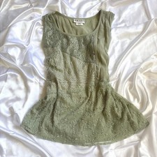 Vintage green fairy core Lace Top Crochet Peplum