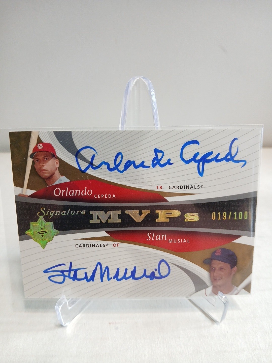 2005 UPPER DECK ULTIMATE COLLECTION, SIGNATURE MVPs MUSIAL/CEPEDA 19/100.