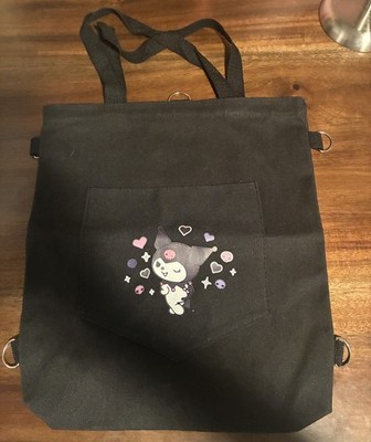 Kuromi Black Canvas Convertible Tote Bag That Can Be Used As A Backpack Also New