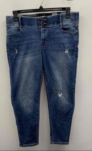 Apt. 9 Women's Blue Mid Rise Tummy Control Distressed Ankle Jeans Sz 14 NWT