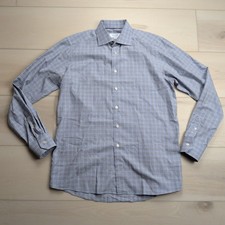 Eton Dress Shirt Mens Large 16 41 Blue Plaid Button Up Long Sleeve Contemporary