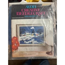 Avon 'Country Snowscape" Crewel Embroidery Cross Stitch Kit New NOS Vintage Wool