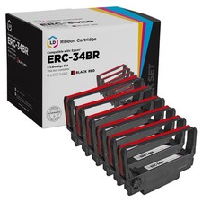 LD 6 Pack ERC-34BR Black  Red Ribbon for Epson ERC-24 TM-U220A TM-U220B TMU220D