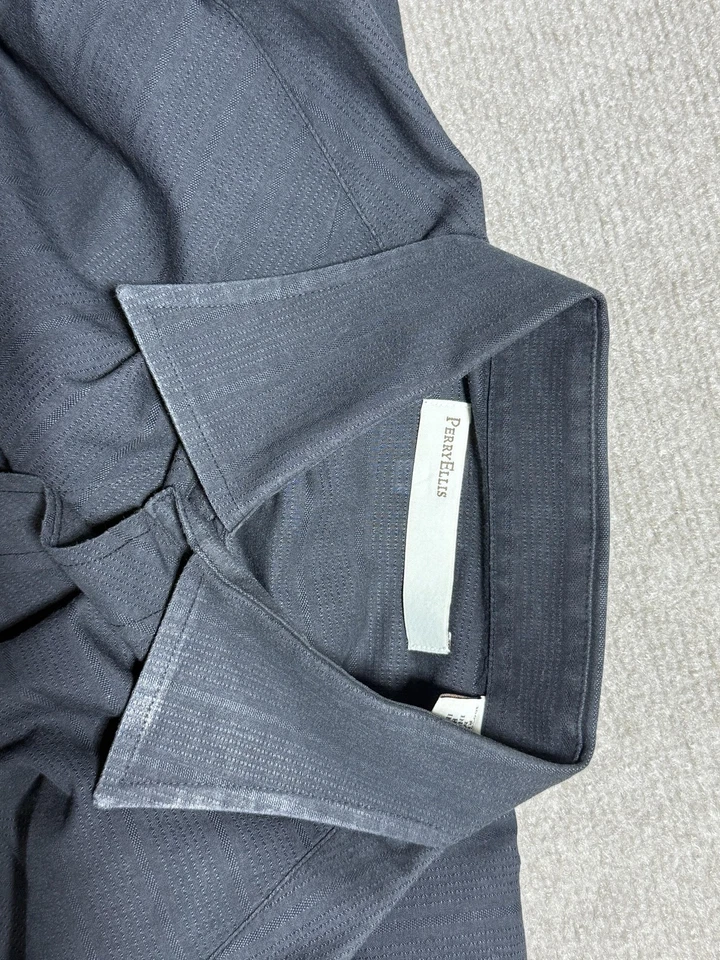 Camisa masculina Perry Ellis grande com botões manga longa texturizada casual - Imagem 4 de 4