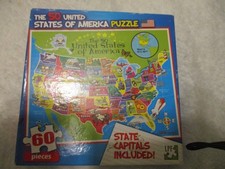 NEW 60 Piece USA The 50 United States of America w Capitals Puzzle FREE SHIP