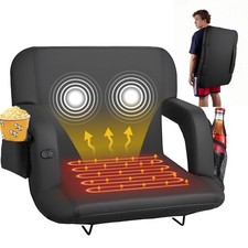 25in Foldable Heated Bleacher Seat: 3 Heat Settings, 6 Back Vibration Modes