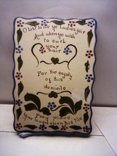Watcombe Pottery Torquay Devon Tile plaque for hair curlers 21 cm