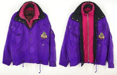 Men's VTG BOGNER EXPEDITION Jacket Purple Multi Pockets Coat Overcoat Size 48