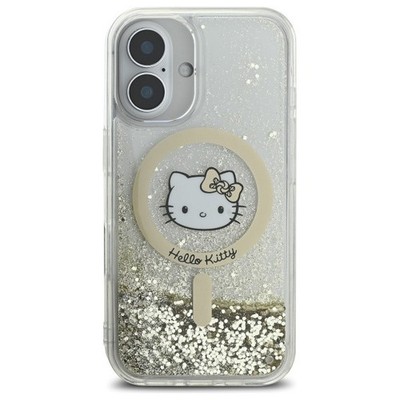 Hello Kitty iPhone 16 Hülle Case Cover MagSafe Liquid Glitter Fever Gold