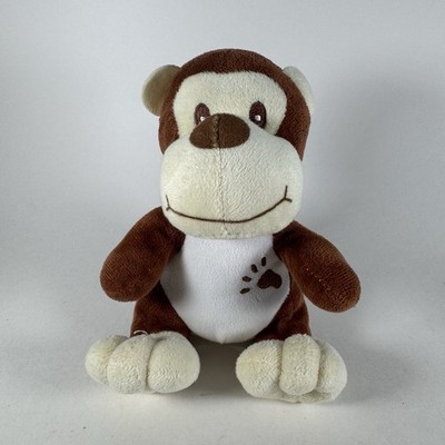 World Plush Monkey Brown White Cream 7'' Paw Print Ribbon Sitting Stuffed Animal