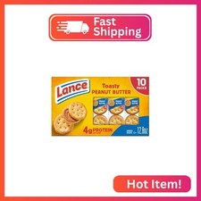 Lance Sandwich Crackers, Toasty Peanut Butter, 10 Individually Wrapped Packs, 6