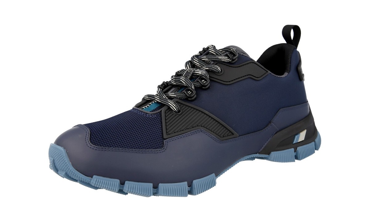PRADA Leather Nylon Crossection Sneakers - 4E3147 - Blue - NEW