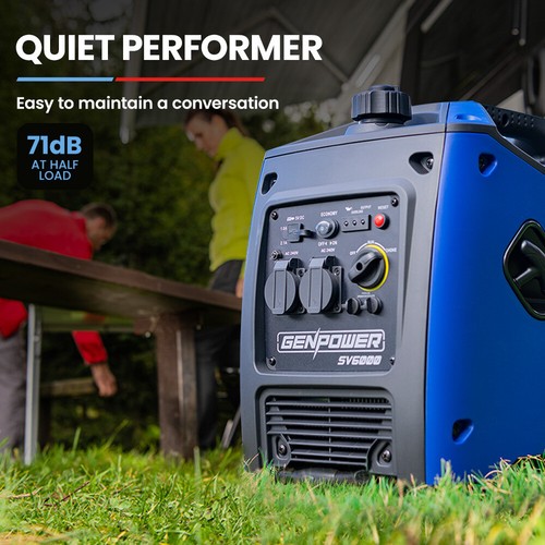 GENPOWER Generator 3500W Peak 3200 Rated Portable Camping Petrol Pure Sine, Blue - Picture 7 of 11