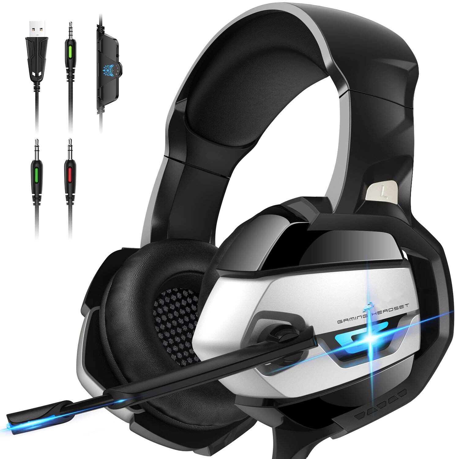 Gaming Headset with Microphone for PS4 Xbox One Headset with Noise Canceling Mic-image