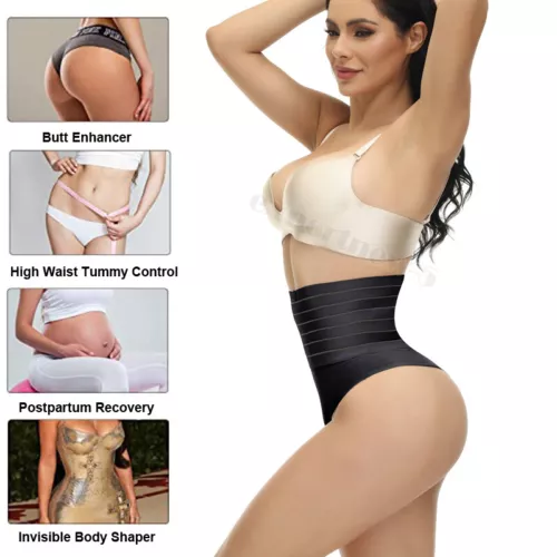 Women's Compression Shapewear Panties High Waist Thong Tummy Control Body Shaper - Picture 9 of 35