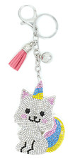 TB Cute Kitty Cat Rhinestones Cotton Plush Women Car Charms Pendants Keychains