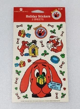 1999 Clifford the Big Red Dog Stickers American Greetings Christmas 2 Sheets Vtg