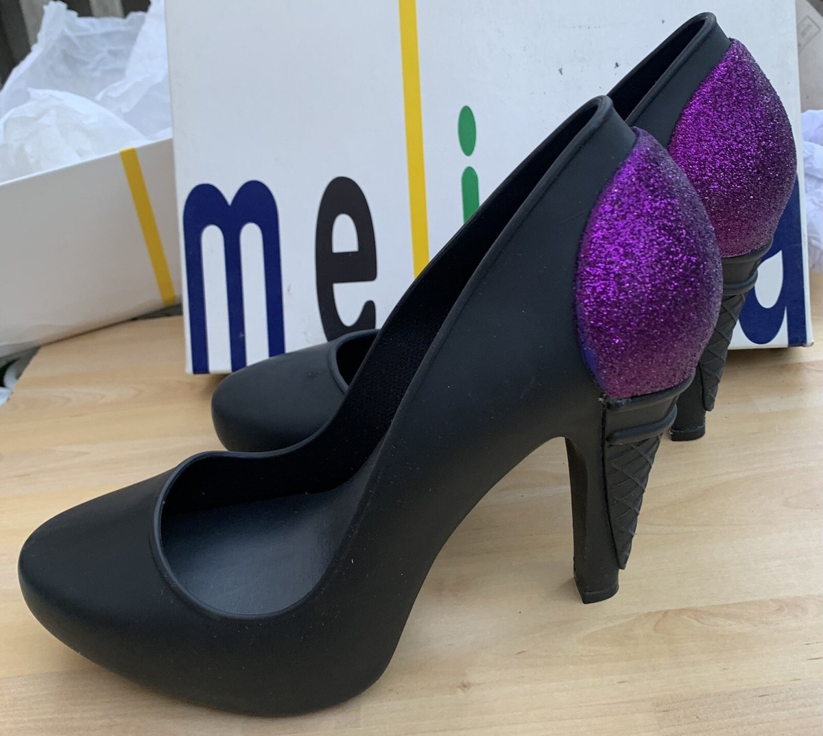 Melissa and Karl Lagerfeld black Ice-cream Woman’s Heels Shoes, Eur 40, UK