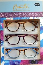NANETTE LEPORE 3-PACK PREMIUM READING GLASSES READERS 1.50 NEW 100 AUTHENTIC