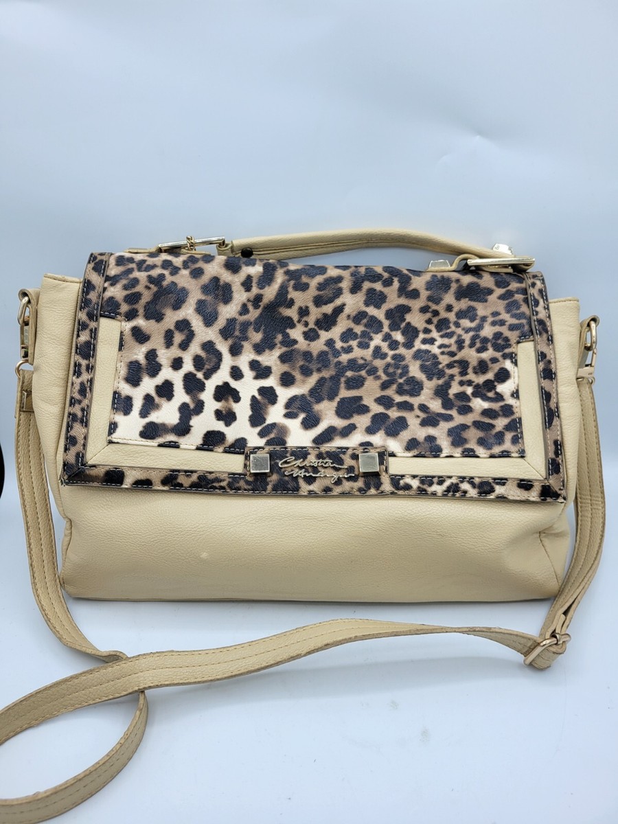 Christian audigier Tan Beige leopard print leather handbag  display picture 1