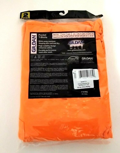 New Orange 2-pk Gildan Workwear Size XL Pocket Tee Shirts Cotton/poly - Picture 4 of 5