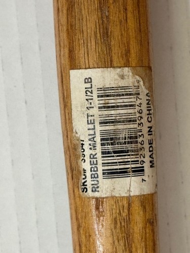 1-1/2 LB Rubber Mallet 12" Wood Handle - Picture 3 of 6