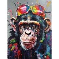 Schimpanse Mit Regenbogen-Sonnenbrille Modern Pop Kunstdruck Leinwand 30X40 Cm