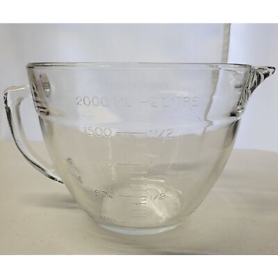 Vintage Anchor Hocking Clear Glass Mixing Batter Bowl Measuring 8 Cups 2 Qt.