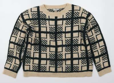 TU Damen grün Rundhals Karo Acrylmischung Pullover Größe 14
