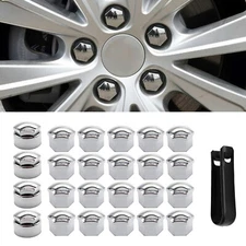 17mm Universal  Vehicle Chrome Wheel Nut Bolt Caps Hub Screw Cover 24x Car Parts