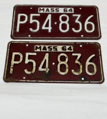 1964 Massachusetts License Plate P54.836 (PAIR) | eBay