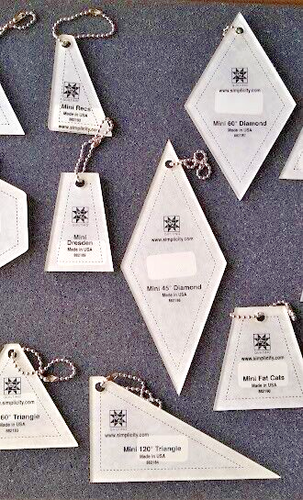 Set of 14 EZ Quilting Simplicity Mini Triangle Key Chains Templates - Picture 3 of 11
