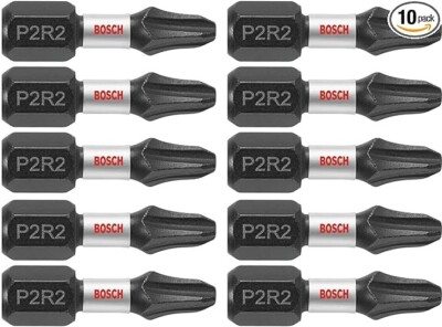 BOSCH ITP2R21B 10-Pack 1 In. Phillips/Square #2 Impact Tough Screwdriving Insert