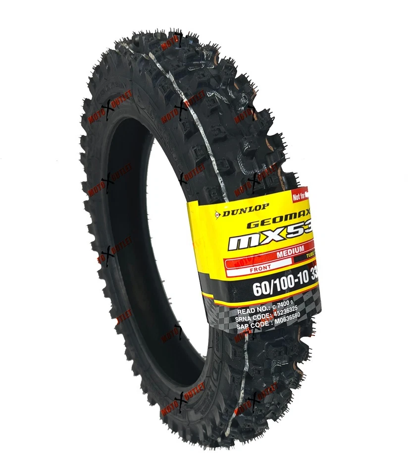 Juego de neumáticos delanteros traseros Dunlop MX53 60/100-10 70/100-10 CRF50 XR50 TTR 50 2,50-10 Foto 3 de 4