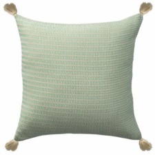 18 X 18 Light Turquoise And Ivory 100 Cotton Striped Zippered Pillow
