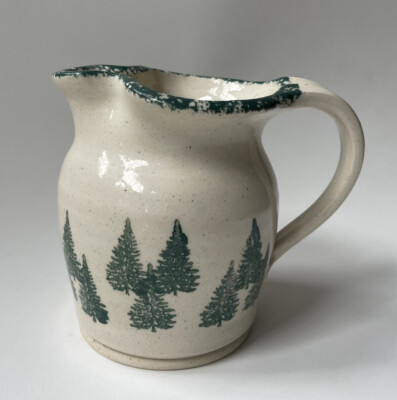 Vintage Three Rivers Pottery Michelle Hand Painted Winter Pines Pitcher 5  -C26