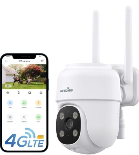 wansview 4G LTE Cellular Security Camera Outdoor - 360° PTZ No WiFi Security...