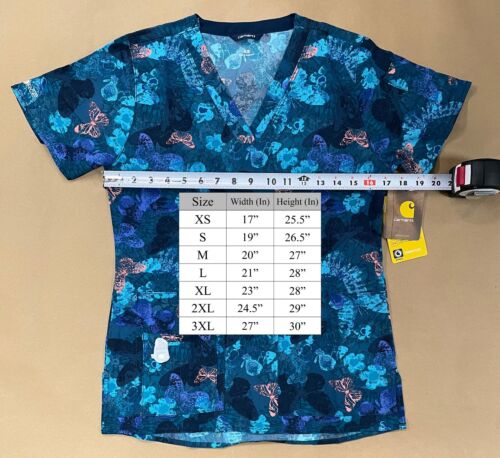 Carhartt Cross Flex Horses Two Pocket V Neck Scrub Top Womens L - Picture 3 of 3