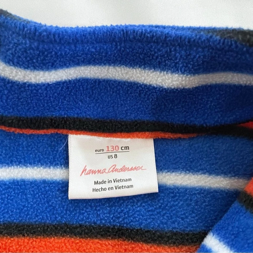 Hanna Andersson в полоску четверть молнии пуловер флисовый свитер - многоцветный, для мальчиков 8 - Изображение 4 из 4