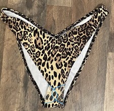 ASOS Design Mix  Match Rib V front High Leg Bikini Leoprad Print Size US 8 NWT