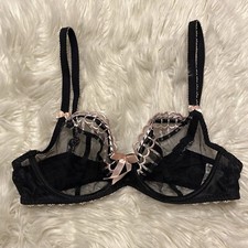 Freya 32D Black Arabella Plunge Balcony Underwire Back Closure 5721 Bow