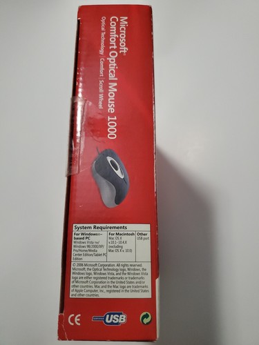 Microsoft Comfort Optical Mouse 1000 USB wired TESTED X806938-001 Model 1068 - Picture 3 of 6
