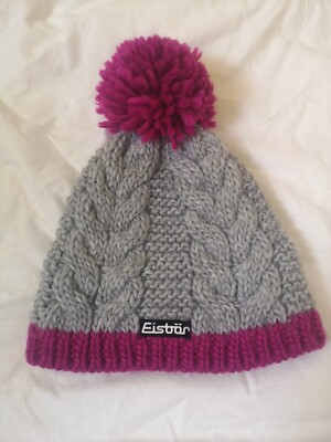 Vintage Eisbar Beanie Hat Pom Pom Warm Winter Hat Womens Knit One Size 